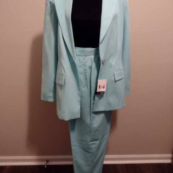 Together, 2pc Pant Suit, Light Blue, Pleated Back, Size-12, New - Picture 2 of 7